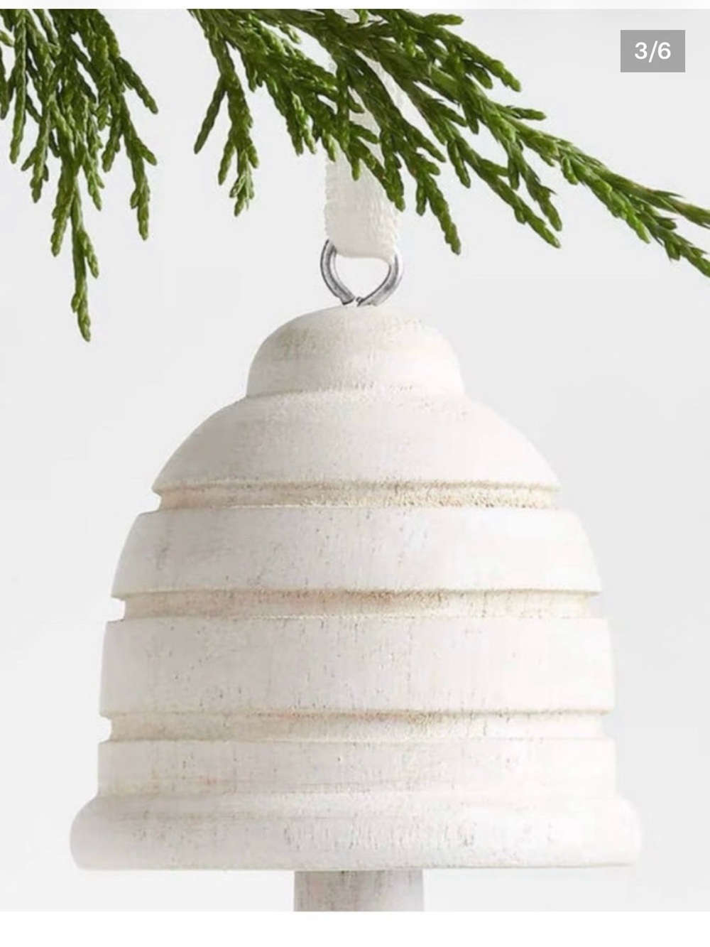 Crate&Barrel White Wood Jingle Bell - 3 available